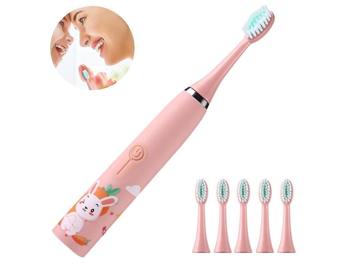 Cepillo De Dientes Eléctrico Recargable Para Niños, 4 Modos Con Memoria, Rosa.