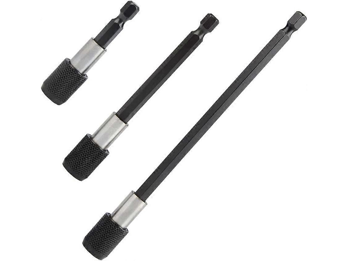 3pcs Porta Brocas Magnéticas 60/100/150mm Punta 1/4" 6.35mm Conector De Extensión De Cambio Rápido Cr-v