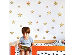 Pegatinas decorativas de pared con diseño de estrella romántica dorada