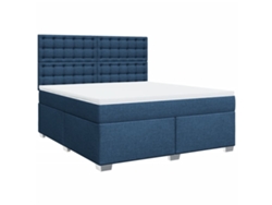 Maison Exclusive - Cama Box Spring Con Colchón Tela Azul 180x200 Cm