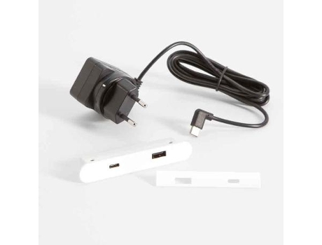 Modulo conexion kalo 1xusb-a 1xusb-c blanco con enchufe pared y driver incluido.