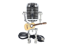 Bj-robot Microfone De Metal Com Guitarra Estilo Punk Retro Lâmpada Led Para Dormitório Bar Amarelo