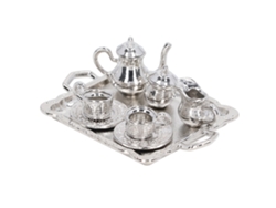 2026-set De Té Mini Metal 1/12 Escala Simulación Realista Taza Plato Kit Para Casa De Muñecas