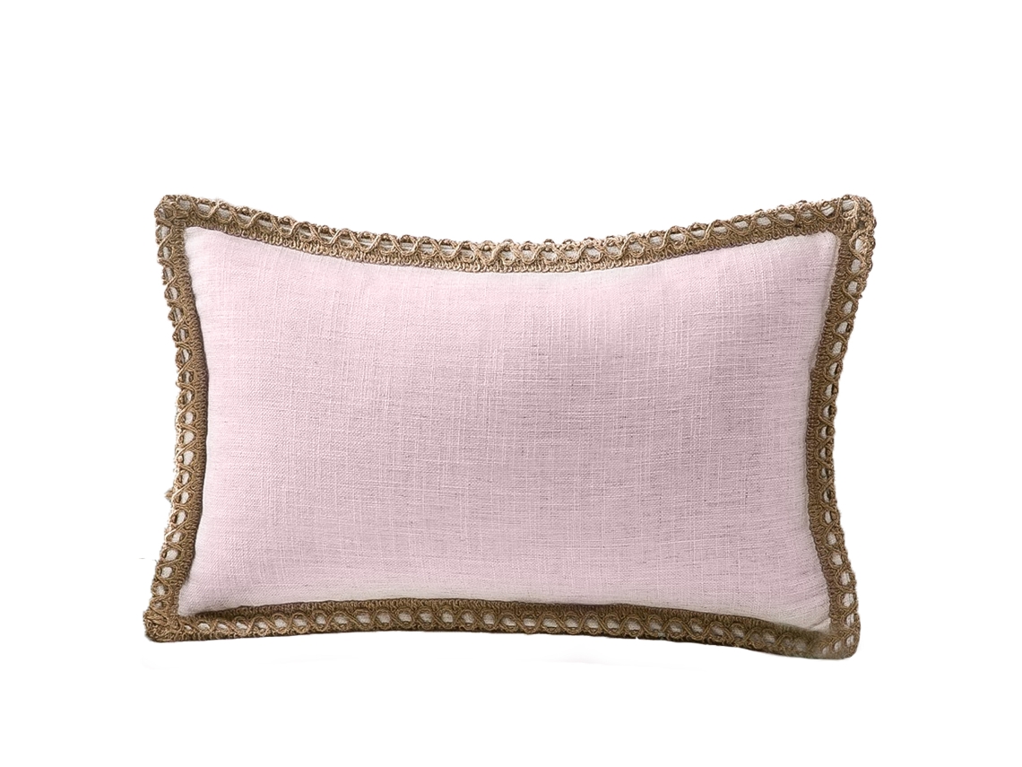 1 Funda De Almohada Rústica De Lino Y Yute, 30 X 50 Cm
