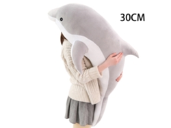 Ats-juguete De Peluche Delfín Grande Bonito Almohada Multifuncional Confortable Portátil Para Hogar Oficina Gris 30cm