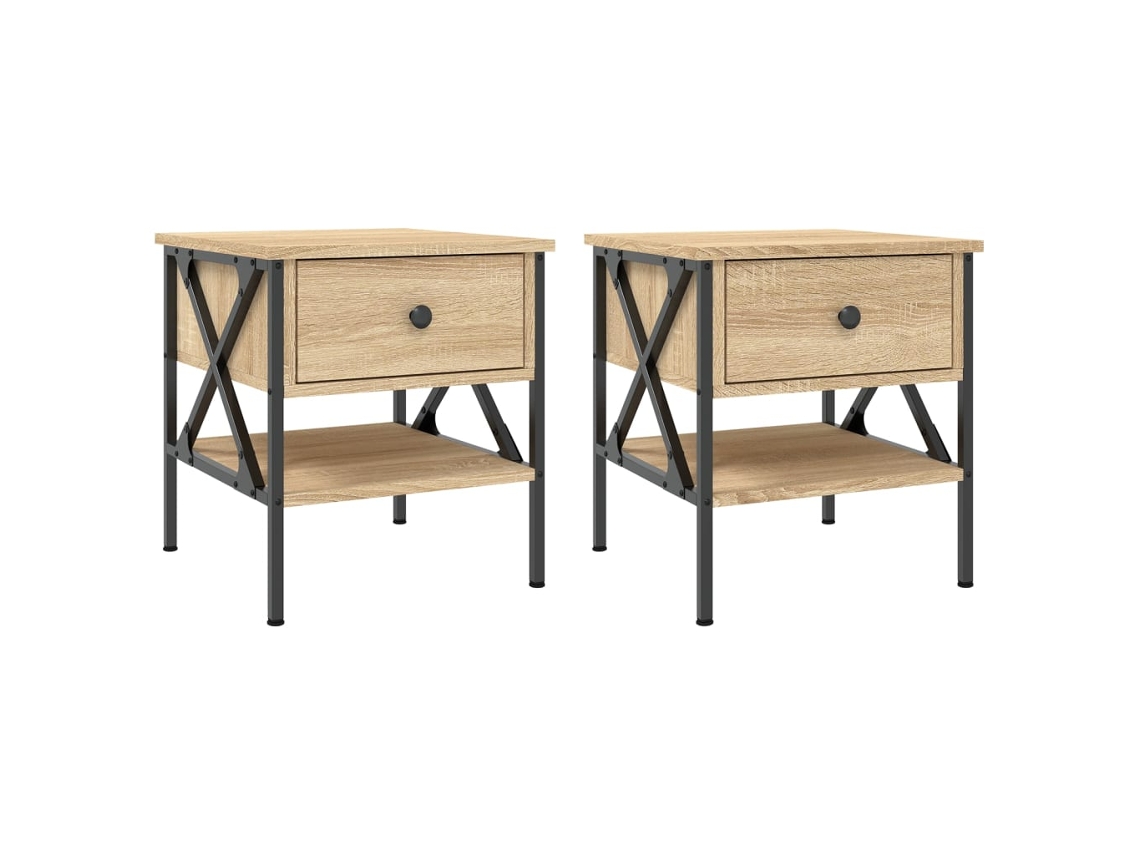 Mesitas de Noche 2Pzs 40X42X45 Cm Deriv. Madera Roble Sonoma