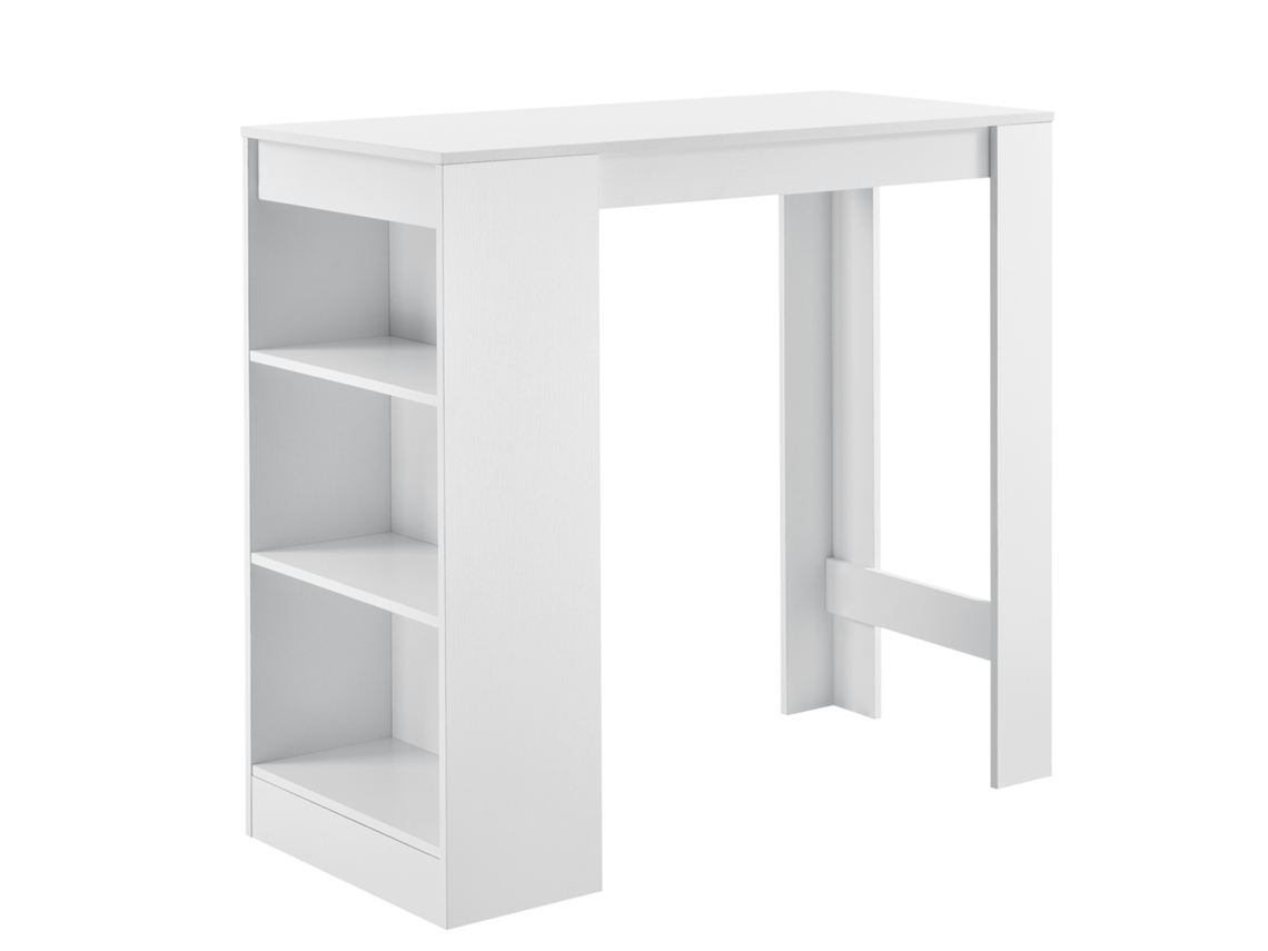Mesa de bar Kouvola con 3 estantes aglomerado 110 x 50 x 103 cm - Blanco [EN.CASA]