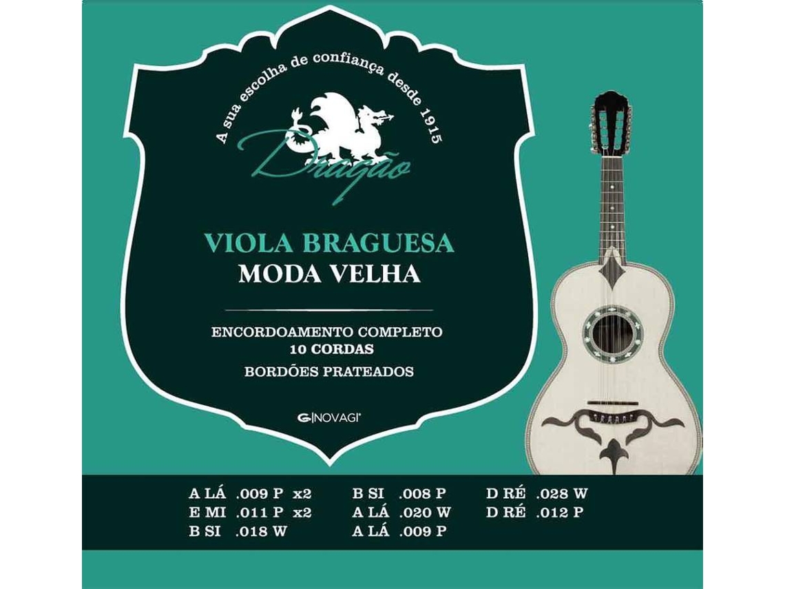 Cuerdas de Viola Braguesa DRAGÃO Set  Moda Vieja (Calibre: .009 /.012)