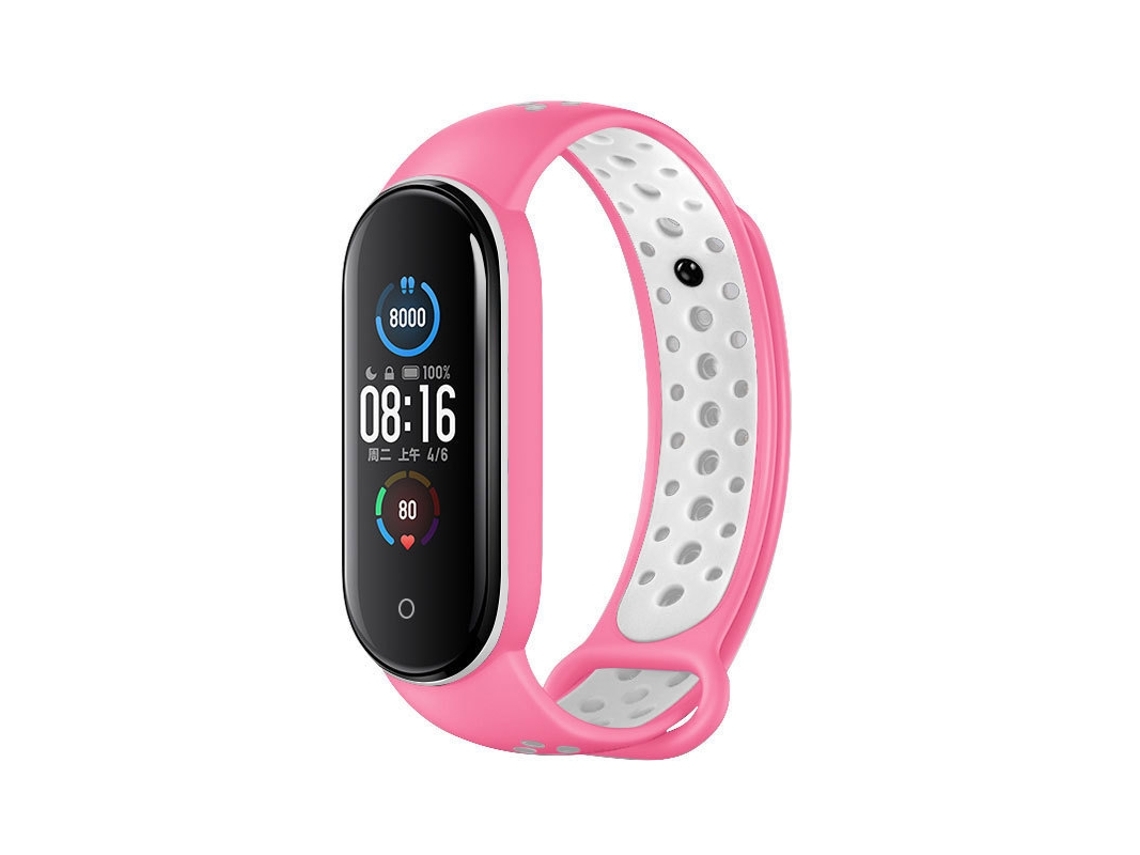 Pulsera de silicona para Xiaomi Mi Band 5/6, bicolor, rosa y blanco