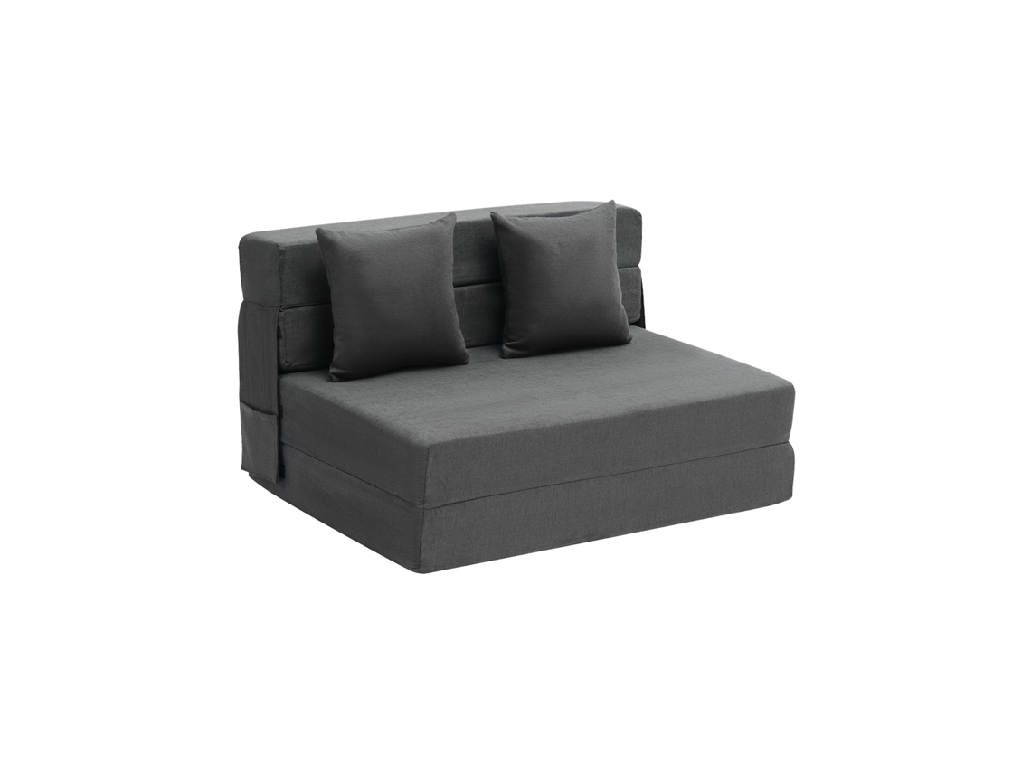 Sofá cama doble 3 en 1 Succebuy con 2 almohadas, gris oscuro, talla única