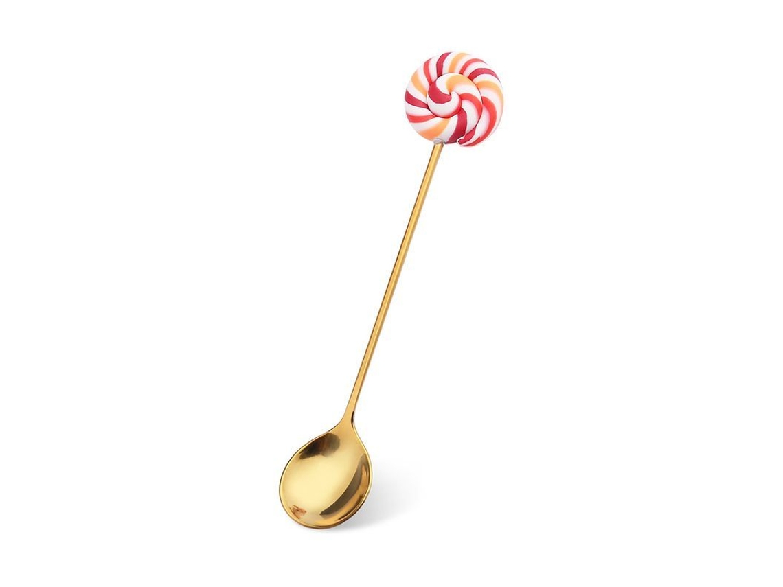 2026da-cucharas Postre Lindo Cucharillas Donut Caramelo Macaron Lollipop 6 Piezas Acero Inoxidable Dorado