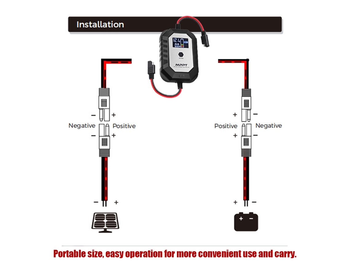 Controlador Solar De 10 A Con Pantalla Lcd, Regulador De Batería Portátil De 12 V, Cargador Mppt Ip45