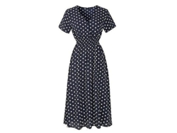 2026-vestido De Manga Corta Para Mujer Verano Cuello En V Longitud Hasta Rodilla Poliéster Primavera