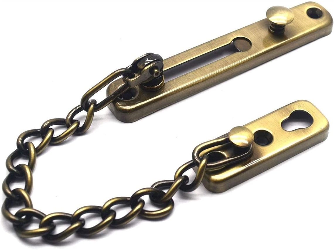 Cerradura De Cadena Para Puerta Amazwi Bucle Seguridad Limitador Pestillo Acero Inoxidable (color: Bronce)