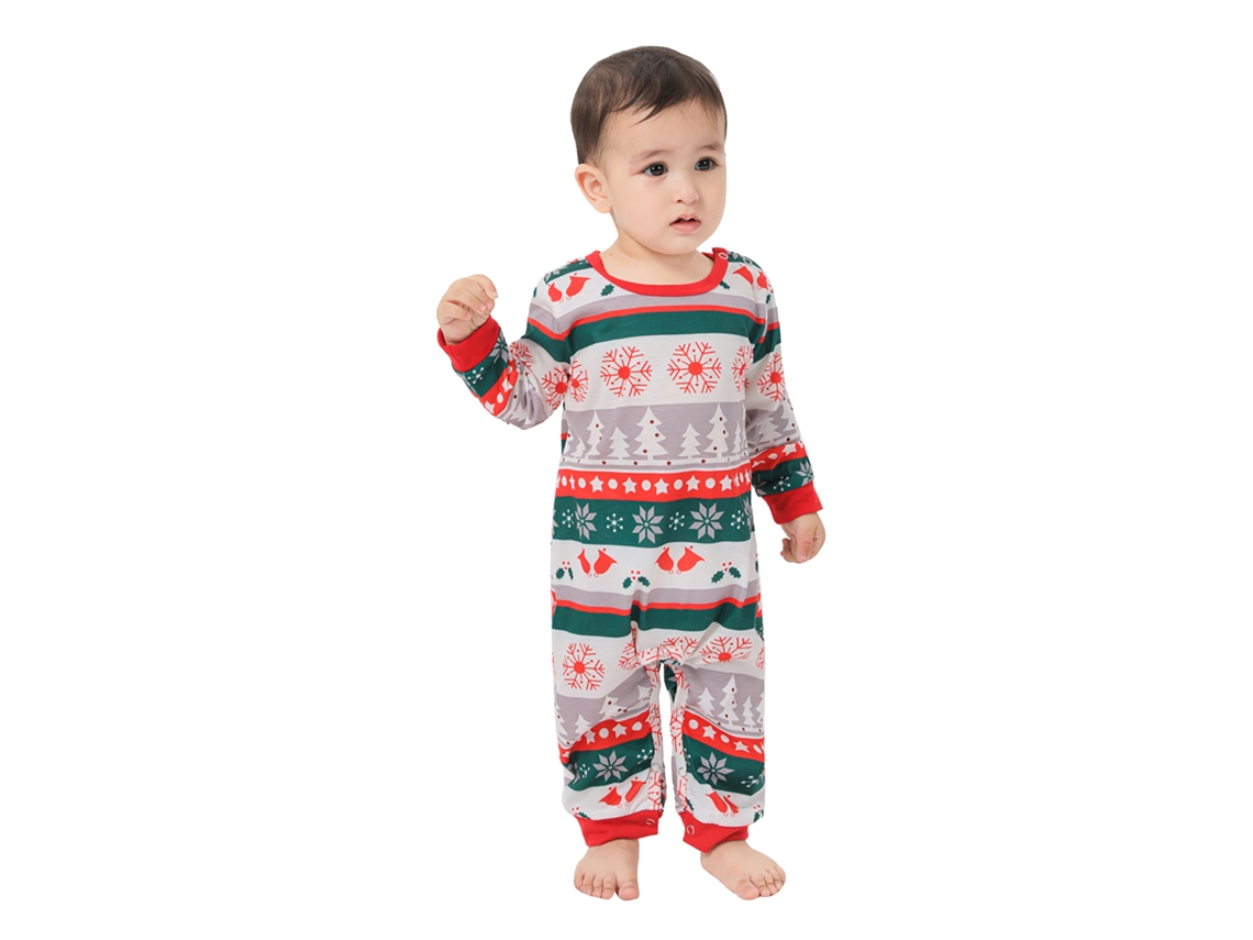 Rebe-pijamas De Natal Para Família Com Estampa De Veado, Gola Redonda, Manga Longa, Bebê 3-6m