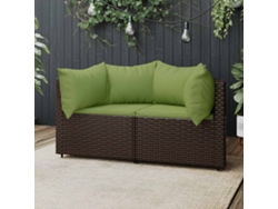 Sofás de esquina para jardín con 2 cojines de mimbre sintético marrón, Dkd Home Decor