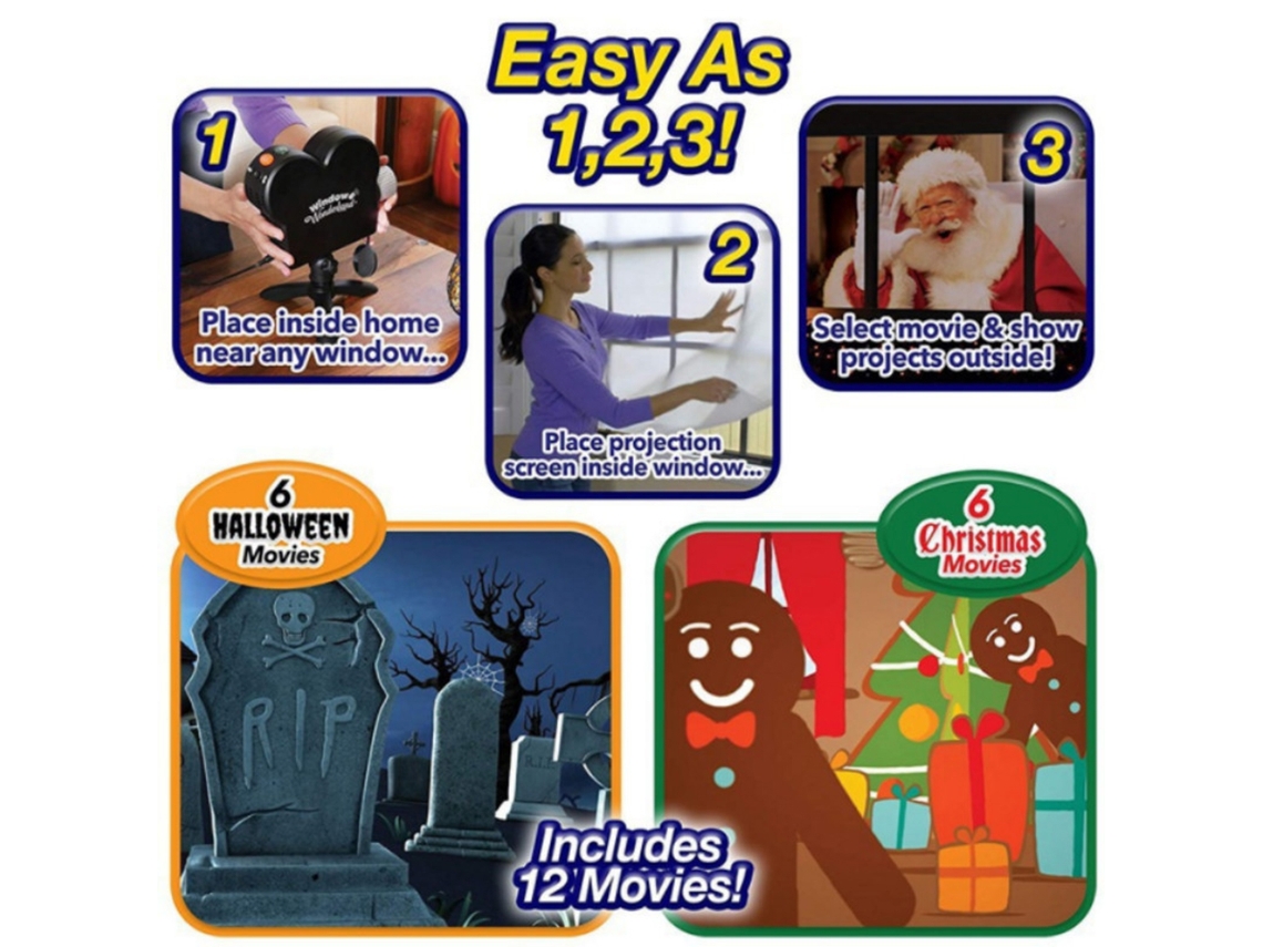 Proyector De Ventana Con 12 Películas De Navidad/halloween, Luces, Proyector De Tv, Nuevo, Normativa Europea.