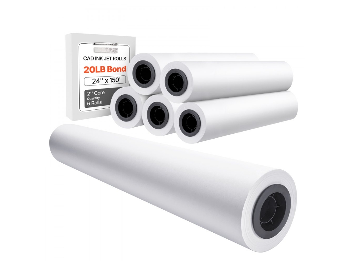Juego de 4 Rollos de Papel Plotter 915 mm x 45,7 m Opacidad 94 Tekmaquinas