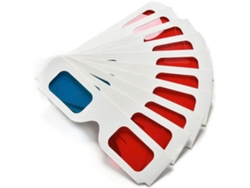 Gafas 3d De Papel, Anaglifo Rojo Y Cian, Montura De Cartón Blanco, 50 Pares.