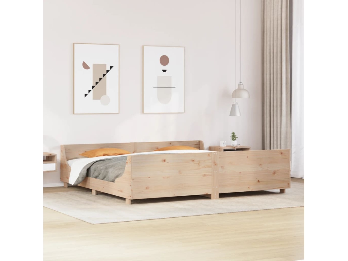 Estructura De Cama Sin Colchón Madera Maciza De Pino 180x200 Cm