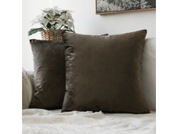Rebe-funda De Almohada De Terciopelo Suave 2 Piezas 45x45 Cm Sin Relleno Color Marrón Para Sofá Cama Coche Oficina