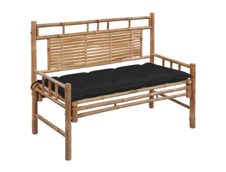 Banco de jardín con cojín bambú 120 cm MAISON EXCLUSIVE