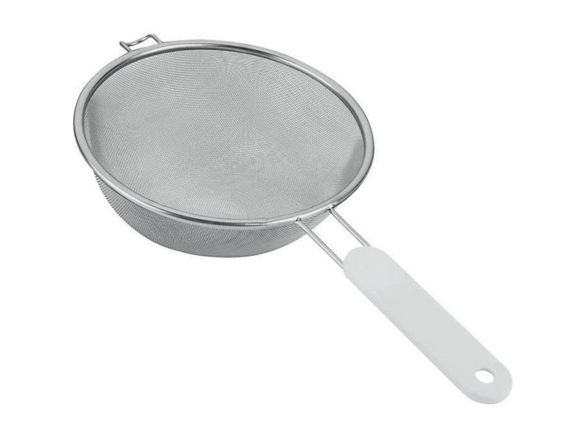 Colador con mango D 7 cm de acero inoxidable y plástico blanco Metaltex