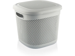 Cesta Mediana Cuadrada 7h HOUSE con Tapa Gris 15 Litros