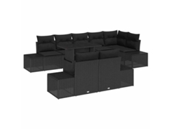 Maison Exclusive - Conjunto De Sofá De Jardín 9 Pcs Negro Ratán Sintético