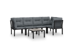 Maison Exclusive - Juego De Muebles De Jardín 6 Pzas Ratán Sintético Negro Y Gris