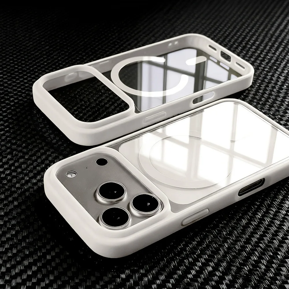 (iphone 17 Blanco) Funda Magnética Transparente Para Iphone, Funda Elegante Para Teléfono