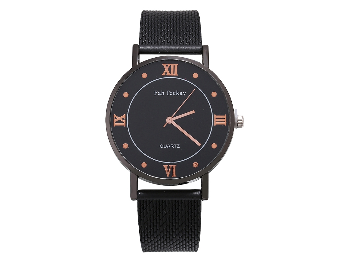 Reloj Hombre De Cuarzo Con Correa De Malla Dial Redondo Zhoulianfa Fashion Oro Negro