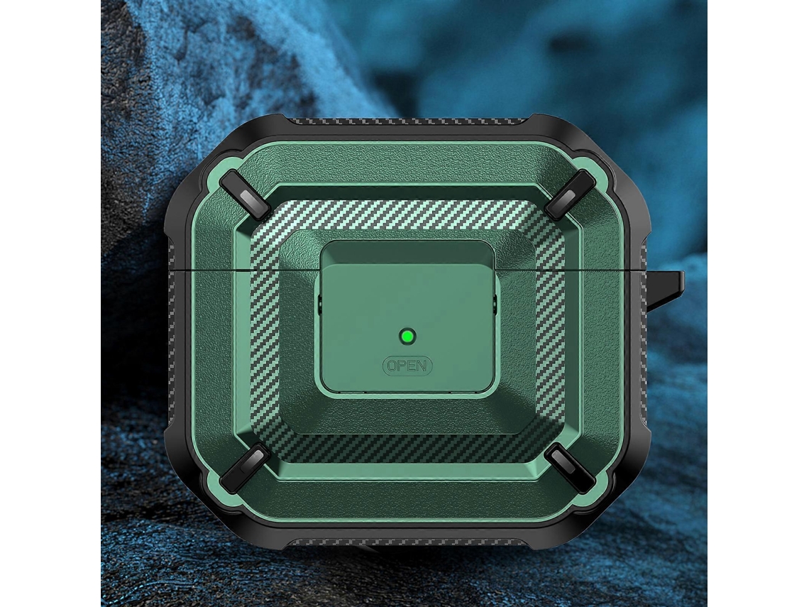 Estuche protector para auriculares con textura de diamante, interruptor y gancho para AirPods 3 GIECY