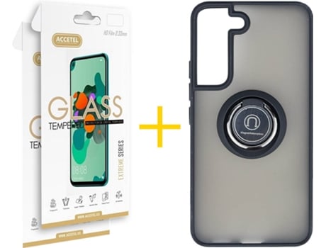 Carcasa + 2 Protectores de Pantalla para Samsung Galaxy S22 Plus 5G ACCETEL Negro