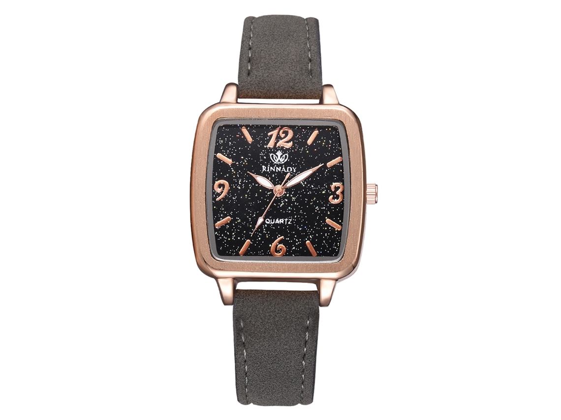Reloj De Pulsera Cuadrado Con Forma De Estrella Para Mujer Con Correa De Piel Sintética Gris.