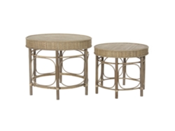 Set 2 Mesita Auxiliar Ratán 50x43 Natural 61x61x52cm