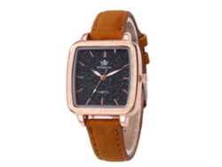Reloj De Pulsera De Cuarzo Informal Para Mujer, De Piel Sintética, Con Esfera Cuadrada Amarilla.