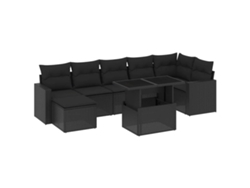 Maison Exclusive - Set De Sofás De Jardín 8 Piezas Y Cojines Ratán Sintético Negro