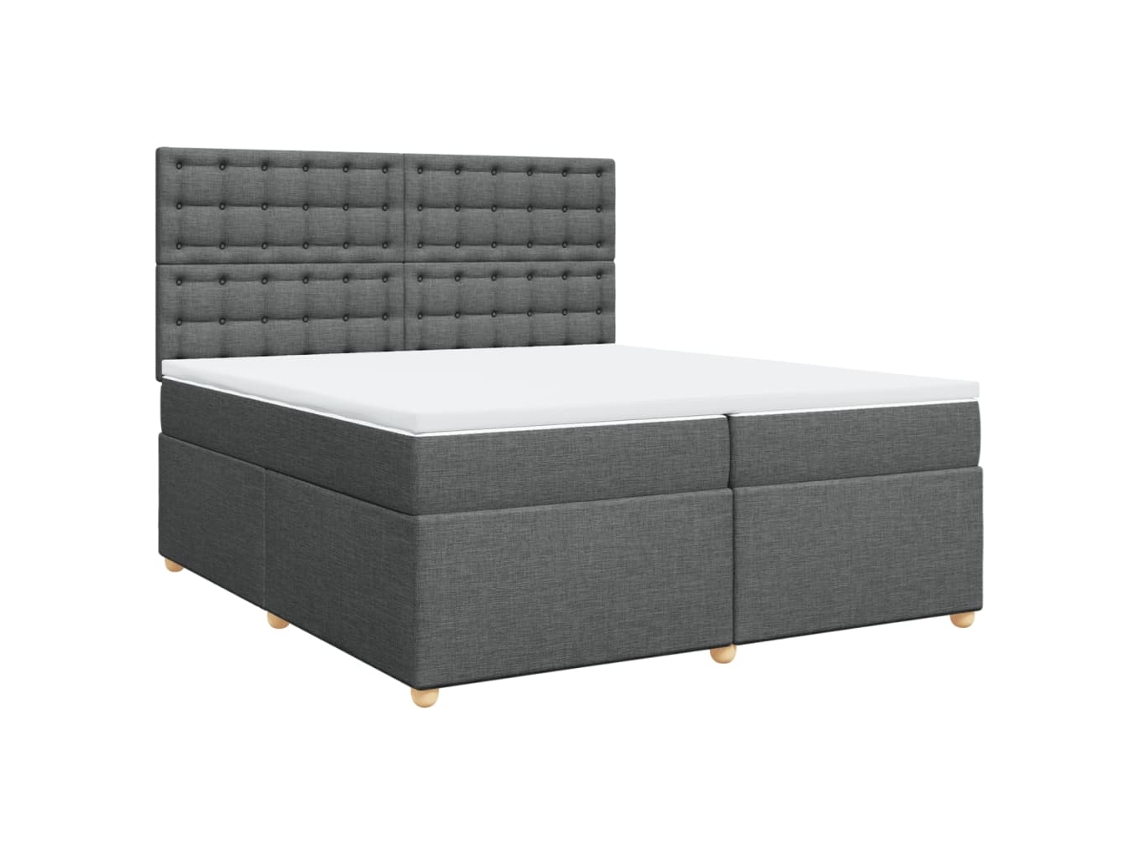 Maison Exclusive - Cama Box Spring Con Colchón Tela Gris Oscuro 200x200 Cm