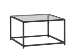 Mesa Auxiliar Cuadrada Cristal Templado 68x68x39 Patas Acero Negra Salón