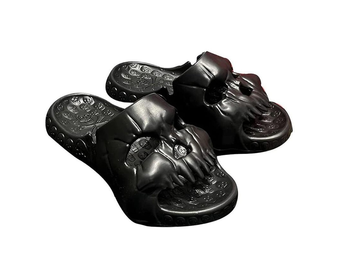 2026-pantuflas Con Diseño De Calavera Suela Gruesa Pareja Interior Exterior Baño Playa Vacaciones Sandalias Unicas Para Mujer Hombre