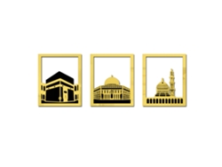 Adhesivo De Pared 3d Autoadhesivo De Acrílico Dorado Con Efecto Espejo - Decoración De Mezquita Eid Mubarak