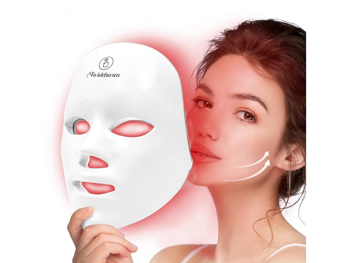 Mascarilla facial de terapia de luz roja, tratamiento facial LED 7+1, cuidado de la piel inalámbrico para usar en casa, regalo para mujeres GOKOCO