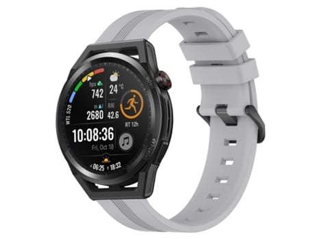 Correa de reloj inteligente para Huawei Watch GT Runner Correa de reloj de silicona a rayas cóncavas de 22 mm (gris)