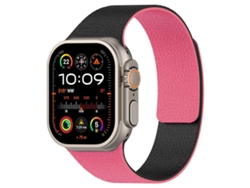 Correa magnética de silicona FWINL para Apple Watch de 46/49/45/44 mm con textura de lichi y diseño de bloques de color