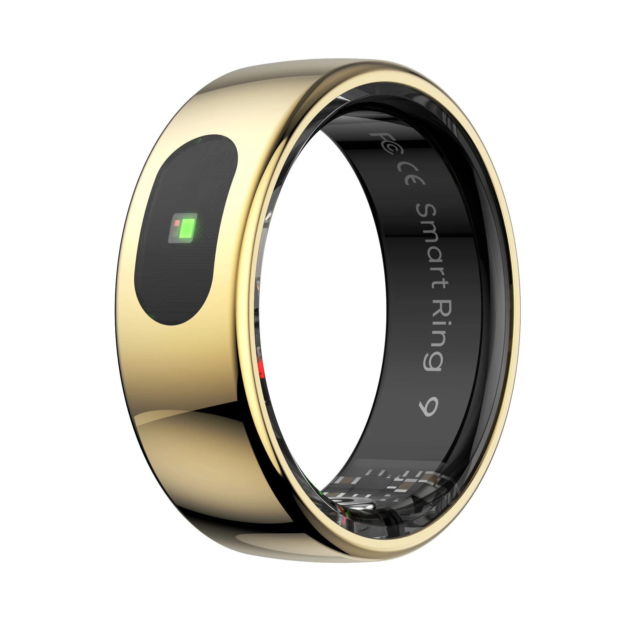 Anillo con indicador luminoso táctil y medidor de temperatura de la piel (talla 10, dorado)