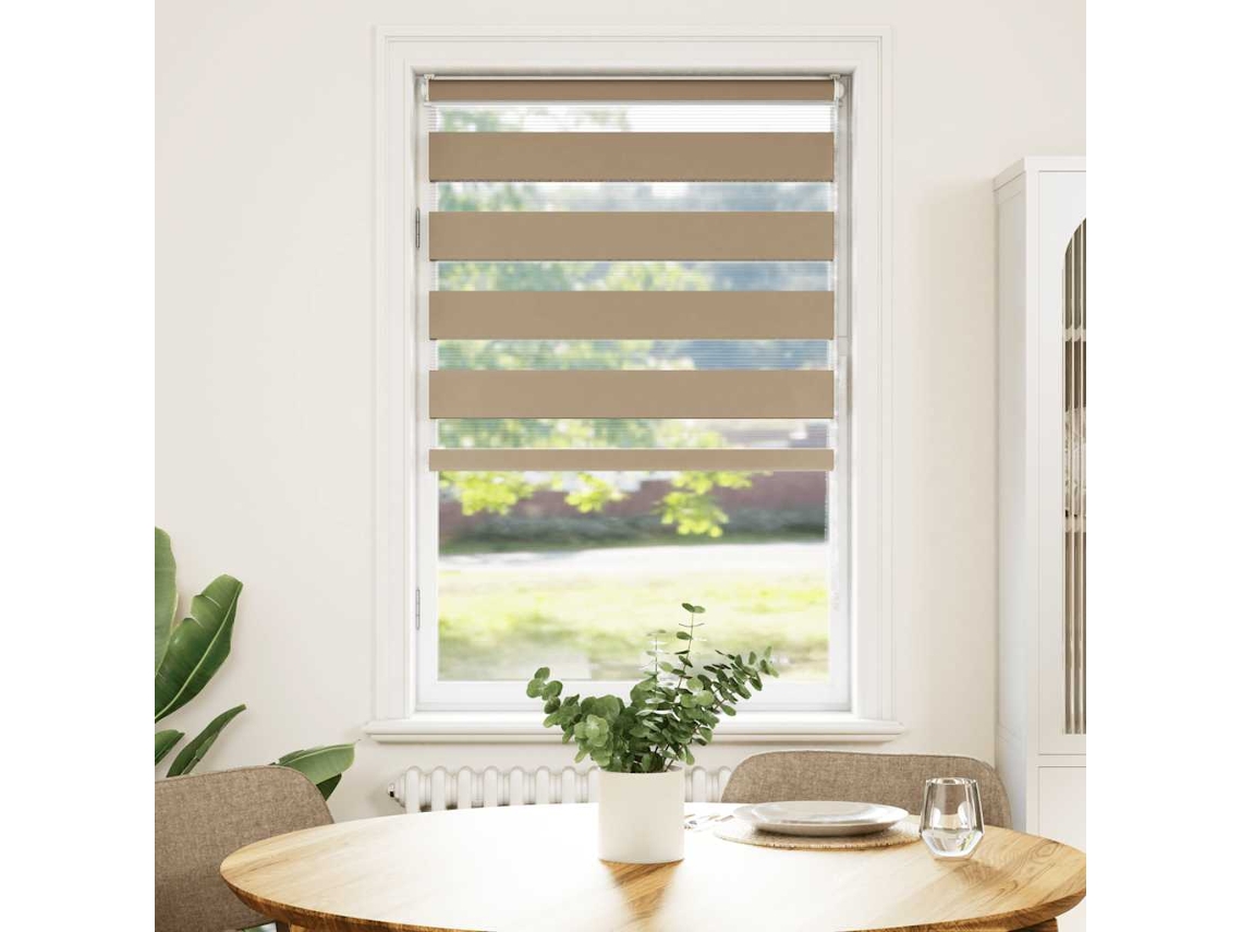 Maison Exclusive - Estor Cebra Marrón Arena Tejido Ancho 80,9 Cm Poliéster