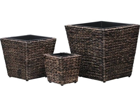 Conjunto 3 Jardinera VIDAXL Marrón Jacinto de agua (40 x 40 x 40 cm)