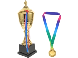 Trofeo Deportivo De Oro De 42 Cm Con Medalla, Copa De Premio Para Eventos Y Torneos Deportivos.