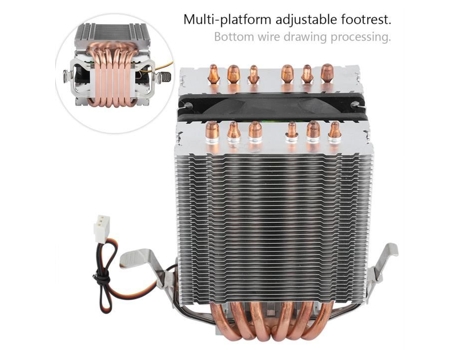 HURRISE Enfriador de CPU Disipador de Calor Tubo de Calor Enfriador de CPU en Forma de 6 Heatpipes Caja de computadora LED